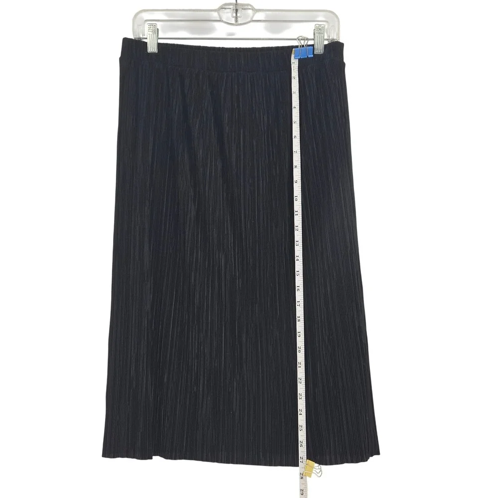 Le Lis Pleated Midi Skirt Women Size M Black Pull On USA Office Capsule Wardrobe